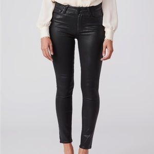 Paige Coated Hoxton Ankle Skinny Jeans in Black Fog Luxe 28”